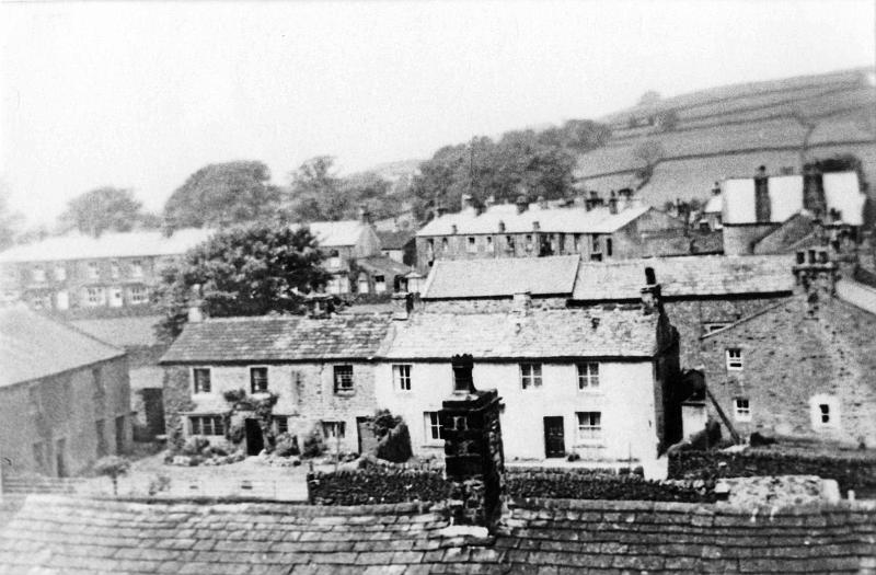 From Methodist Chapel 1954.JPG - This picture was taken from the scaffold erected by E.J,ward to enable the Methodist Chapel Clock to be painted in 1954. The clock was painted by W.E.Kayley and R.Slater.